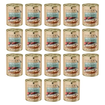 Karma dla psa LUGER'S Daily Pleasures z dorszem, makrelą, pomidorem i ryżem brązowym 18 x 800 g