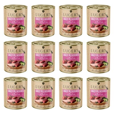 Karma dla psa LUGER'S Daily Pleasures z indykiem, brokułem i ryżem brązowym 12 x 800 g