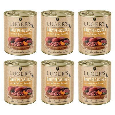 Karma dla psa LUGER'S Daily Pleasures z sercami z kurczaka i marchewką 6 x 800 g