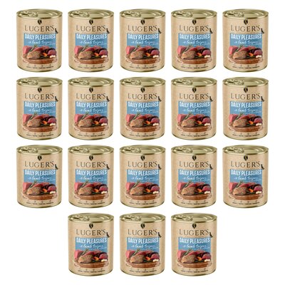 Karma dla psa LUGER'S Daily Pleasures z żołądkami jagnięcymi, marchewką i pietruszką 18 x 800 g