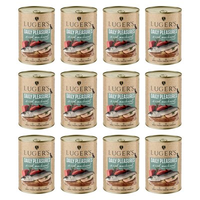 Karma dla psa LUGER'S Daily Pleasures z dorszem, makrelą, pomidorem i ryżem brązowym 12 x 400 g