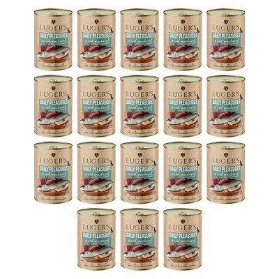 Karma dla psa LUGER'S Daily Pleasures z dorszem, makrelą, pomidorem i ryżem brązowym 18 x 400 g