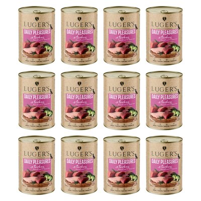 Karma dla psa LUGER'S Daily Pleasures z indykiem, brokułem i ryżem brązowym 12 x 400 g