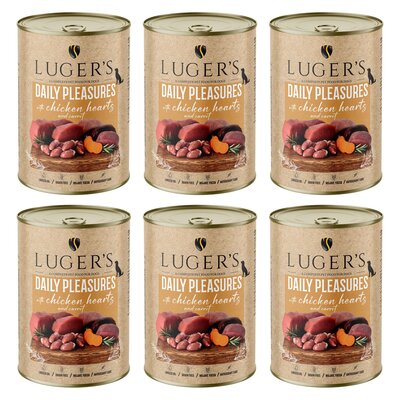 Karma dla psa LUGER'S Daily Pleasures z sercami z kurczaka i marchewką 6 x 400 g