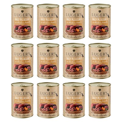 Karma dla psa LUGER'S Daily Pleasures z sercami z kurczaka i marchewką 12 x 400 g