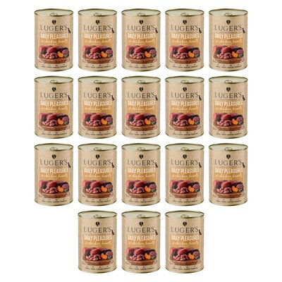 Karma dla psa LUGER'S Daily Pleasures z sercami z kurczaka i marchewką 18 x 400 g