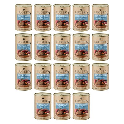 Karma dla psa LUGER'S Daily Pleasures z żołądkami jagnięcymi, marchewką i pietruszką 18 x 400 g