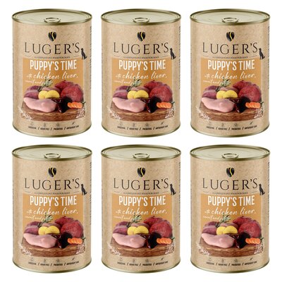 Karma dla psa LUGER'S Puppy's Time z wątróbką z kurczaka, marchewką i ziemniakiem 6 x 400 g
