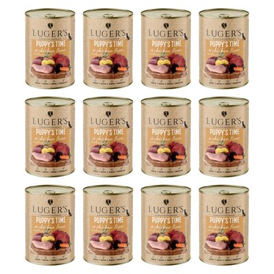 Karma dla psa LUGER'S Puppy's Time z wątróbką z kurczaka, marchewką i ziemniakiem 12 x 400 g