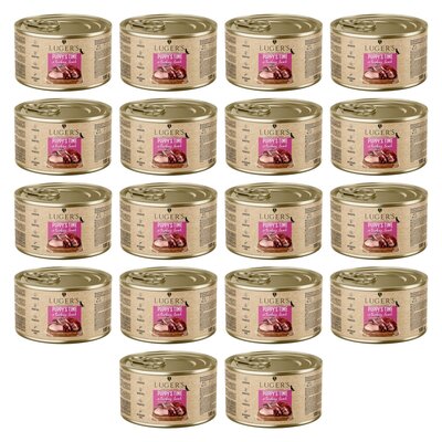 Karma dla psa LUGER'S Puppy's Time z indykiem, jagnięciną i żurawiną 18 x 185 g