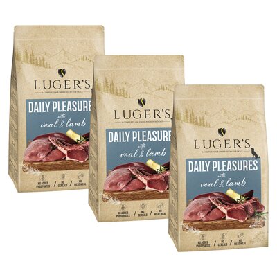 Karma dla psa suszona LUGER'S Daily Pleasures Cielęcina i Jagnięcina 3 x 9 kg
