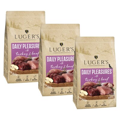 Karma dla psa suszona LUGER'S Daily Pleasures Indyk i Wołowina 3 x 9 kg