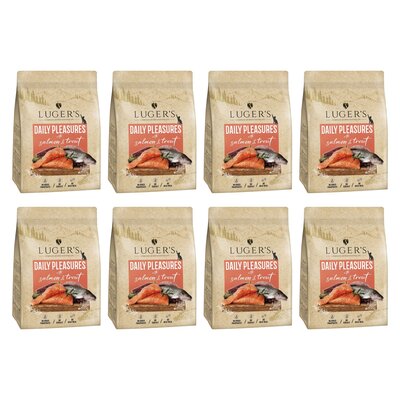 Karma dla kota suszona LUGER'S Daily Pleasures z łososiem i pstrągiem 8 x 1 kg