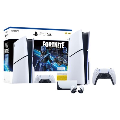 Konsola SONY PlayStation 5 Slim Fortnite Cobalt - Zestaw Startowy + Słuchawki SONY Pulse Explore Bezprzewodowe, Dokanałowe, Dźwięk przestrzenny