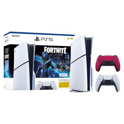 Konsola SONY PlayStation 5 Slim Fortnite Cobalt - Zestaw Startowy + Kontroler SONY DualSense Czerwony