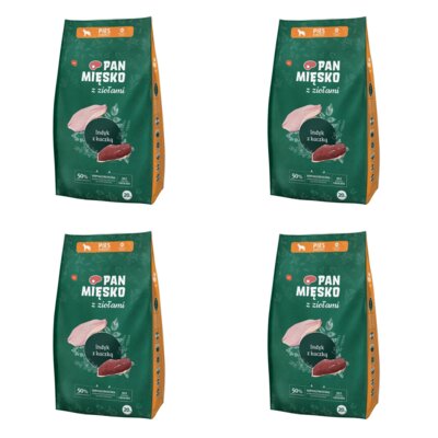 Karma dla psa PAN MIĘSKO Indyk z kaczką i ziołami M 4 x 20 kg