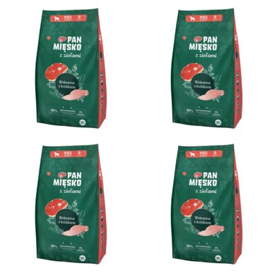 Karma dla psa PAN MIĘSKO Wołowina z królikiem i ziołami M 4 x 20 kg