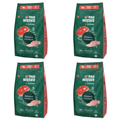 Karma dla psa PAN MIĘSKO Ziołowa wołowina z królikiem M 4 x 9 kg