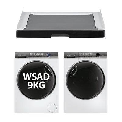 Pralka HAIER I-Pro 7 Plus HW90-B14979EU1 9kg 1400 obr A + Suszarka HAIER I-Pro 7 Plus HD90-A3979NU1-S z pompą ciepła + Łącznik HAIER HASTKU10B