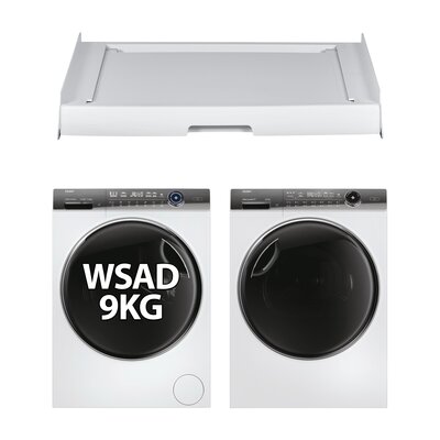 Pralka HAIER I-Pro 7 Plus HW90-B14979EU1 9kg 1400 obr A + Suszarka HAIER I-Pro 7 Plus HD90-A3979NU1-S z pompą ciepła + Łącznik HAIER HASTKU10