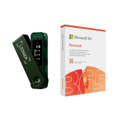 Portfel kryptowalut LEDGER Nano S Plus Zielony + Program MICROSOFT 365 Personal