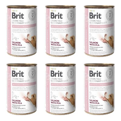 Karma dla psa BRIT Grain Free Veterinary Diets Dog Hypoallergenic Łosoś z groszkiem 6 x 400 g