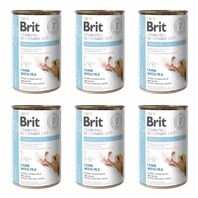 Karma dla psa BRIT Grain Free Veterinary Diets Dog Can Obesity Jagnięcina z groszkiem 6 x 400 g