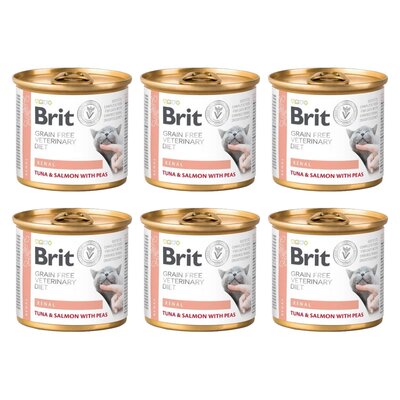 Karma dla kota BRIT Grain Free Veterinary Diet Cat Renal Tuńczyk z łososiem i groszkiem 6 x 200 g