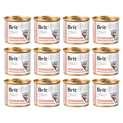 Karma dla kota BRIT Grain Free Veterinary Diet Cat Renal Tuńczyk z łososiem i groszkiem 12 x 200 g
