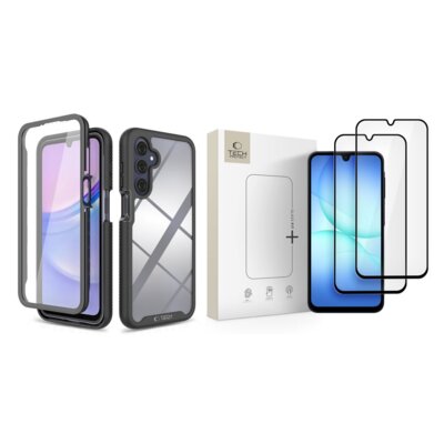 Etui TECH-PROTECT Defense360 do Samsung Galaxy A16 4G/5G/A26 5G/A17 4G/5G Czarny + Szkło hartowane TECH-PROTECT Glass Fit+ do Samsung Galaxy A16 4G/5G/A26 5G/A17 4G/5G/A27 5G Czarny (2 szt.)