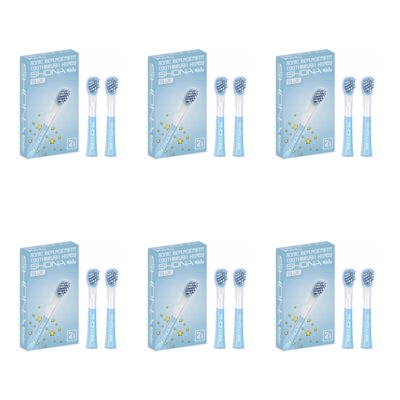 Oryginalna końcówka szczoteczki sonicznej SHONA Vision Kids (12 szt.) (Bardzo miękkie włosie) Niebieski