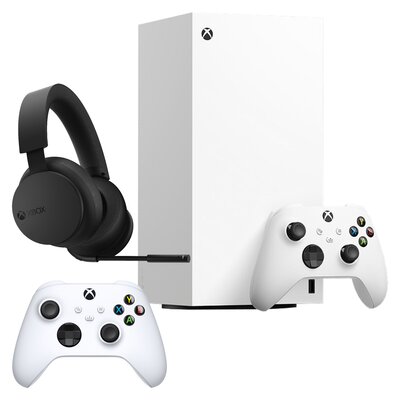 Konsola MICROSOFT XBOX Series X bez napędu Biały + Słuchawki MICROSOFT Xbox Series Stereo Bezprzewodowe, Nauszne, Dźwięk przestrzenny + Kontroler MICROSOFT bezprzewodowy Xbox Robot White