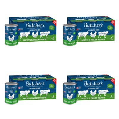 Karma dla psa BUTCHER'S Original mix smaków ze żwaczem wołowym (24 x 400 g)