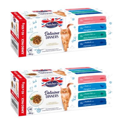 Karma dla kota BUTCHER'S Delicious Dinners Jumbo mix smaków dania z rybą (80 x 100 g)