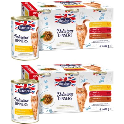 Karma dla kota BUTCHER'S Delicious Dinners Megapack Mix smaków (12 x 400 g)