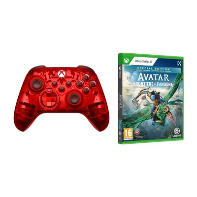Kontroler MICROSOFT Xbox Series Pulse Cipher Special Edition Czerwony + Avatar: Frontiers of Pandora - Edycja Specjalna Gra XBOX SERIES X