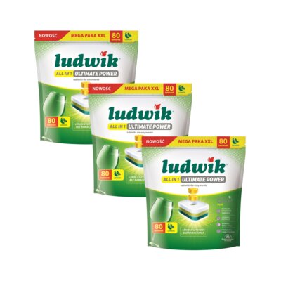 Tabletki do zmywarek LUDWIK All In One Ultimate Power Lemon - 240 szt.