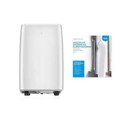 Klimatyzator przenośny LIN TAC-09CPB DL250 Mirage Osuszanie powietrza Timer Tryb Nocny Wentylacja Biały + Uszczelka okienna MILLA HOME do klimatyzatorów przenośnych ACA101