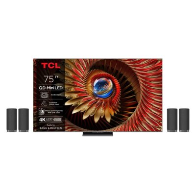 Telewizor TCL 75C8K 75" QD-Mini LED 4K 144Hz + Zestaw Kina Domowego TCL Z100E (4 szt.) CZ+CZ Google TV Dolby Atmos Dolby Vision HDMI 2.1