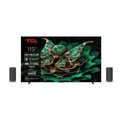 Telewizor TCL 115C7K 115" QD-Mini LED 4K 144Hz + Zestaw Stereo TCL Z100E (2szt.) CZ+CZ Google TV Dolby Vision IQ Dolby Atmos HDMI 2.1