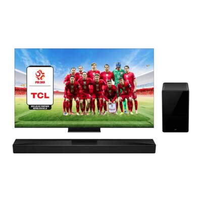 Telewizor TCL 75C7K 75" QD-Mini LED 4K 144Hz Google TV Dolby Vision IQ Dolby Atmos HDMI 2.1 + Soundbar TCL Q75HE Czarny 5.1.2-kanałowy, Bezprzewodowy Subwoofer, 4K HDR, HDMI-CEC, Wi-Fi, BT, AirPlay2, Dolby Atmos, DTS:X