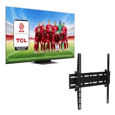 Telewizor TCL 55C7K 55" QD-Mini LED 4K 144Hz Google TV Dolby Vision IQ Dolby Atmos HDMI 2.1 + Uchwyt GOTZE & JENSEN do TV 32-55 cali TM3540T uchylny regulowany w pionie Czarny