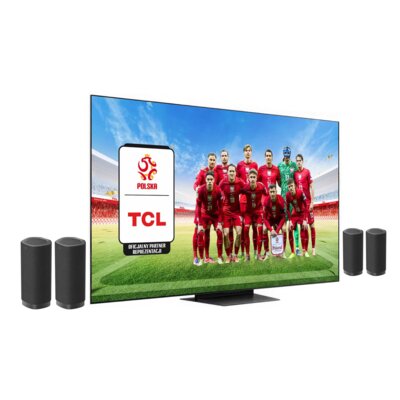 Telewizor TCL 55C7K 55" QD-Mini LED 4K 144Hz + Zestaw Kina Domowego TCL Z100E (4 szt.) CZ+CZ Google TV Dolby Vision IQ Dolby Atmos HDMI 2.1