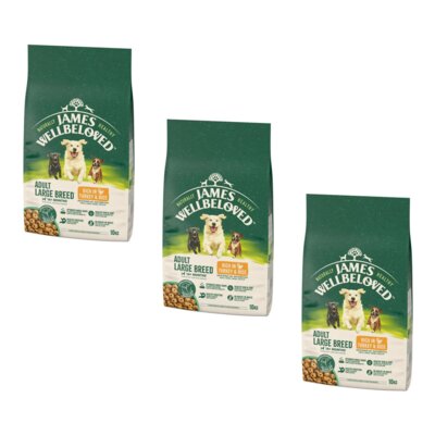 Karma dla psa JAMES WELLBELOVED Adult Monobiałkowa Duże rasy Indyk 3 x 10 kg