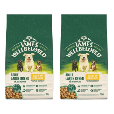 Karma dla psa JAMES WELLBELOVED Adult Large Monobiałkowa z jagnięciną i ryżem 2 x 10 kg