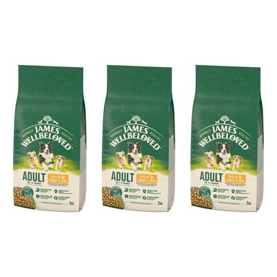 Karma dla psa JAMES WELLBELOVED Adult Monobiałkowa z indykiem i ryżem 3 x 2 kg