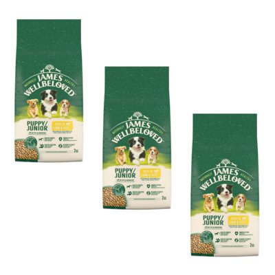 Karma dla psa JAMES WELLBELOVED Junior Monobiałkowa jagnięcina i ryż 3 x 2 kg