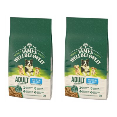 Karma dla psa JAMES WELLBELOVED Adult Monobiałkowa z rybą 2 x 12 kg