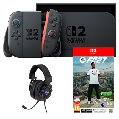Konsola NINTENDO Switch 2 Czarny + EA SPORTS FC 27 Gra NINTENDO SWITCH 2 + Słuchawki MAD DOG GH200K Nauszne