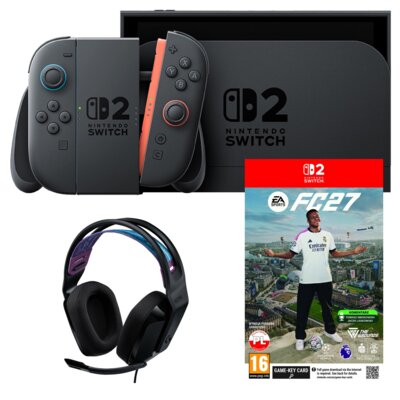 Konsola NINTENDO Switch 2 Czarny + EA SPORTS FC 27 Gra NINTENDO SWITCH 2 + Słuchawki LOGITECH G335 Nauszne Czarny